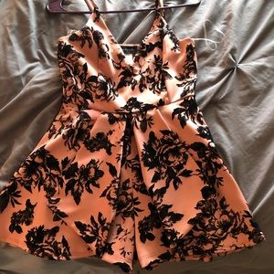 Velvet floral romper